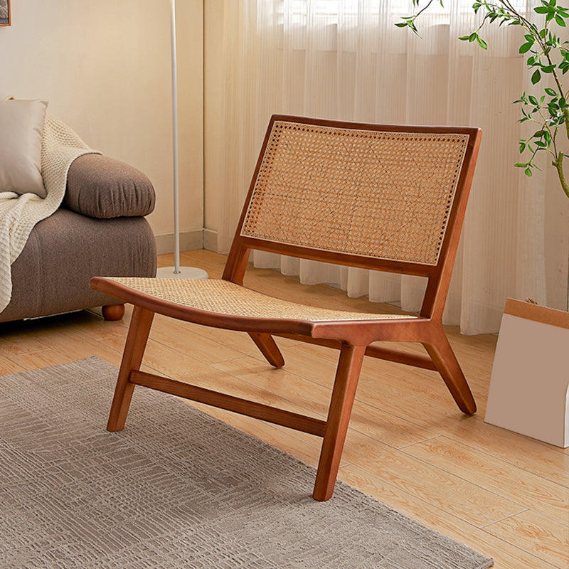 Solid Wood Armless Chair Woven Back Lounge Chair for Living Room