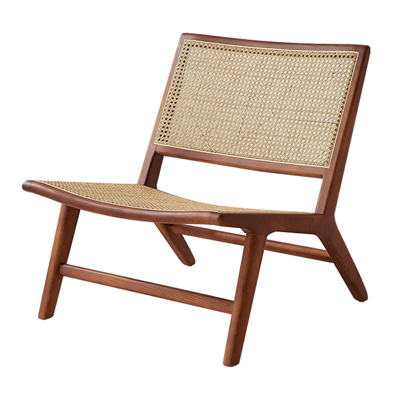 Solid Wood Armless Chair Woven Back Lounge Chair for Living Room