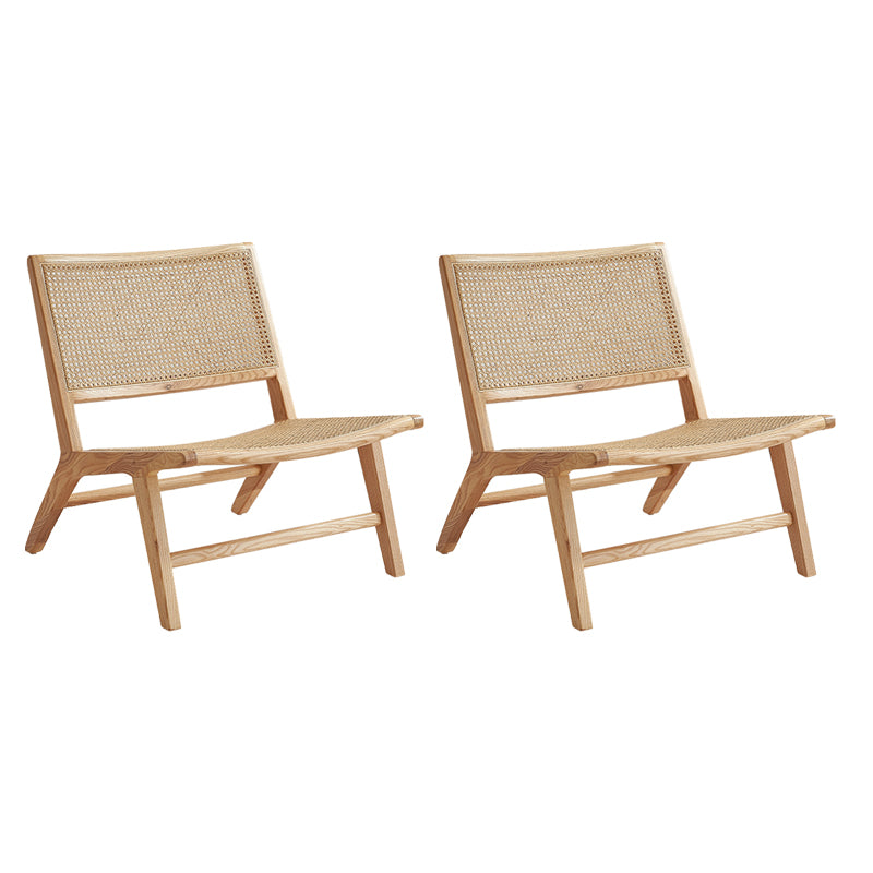 Solid Wood Armless Chair Woven Back Lounge Chair for Living Room