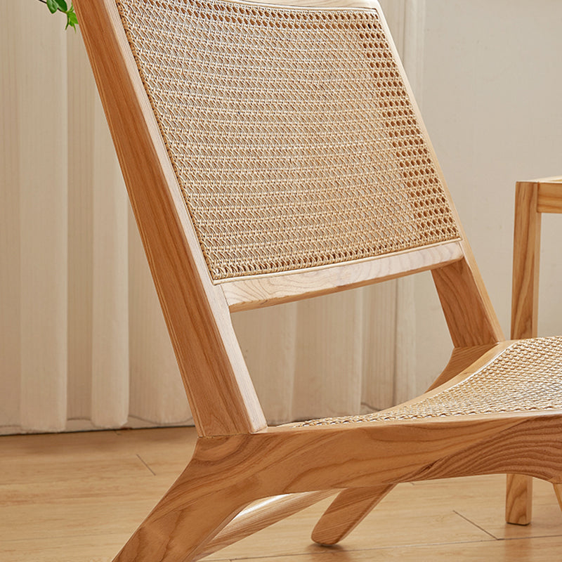 Solid Wood Armless Chair Woven Back Lounge Chair for Living Room