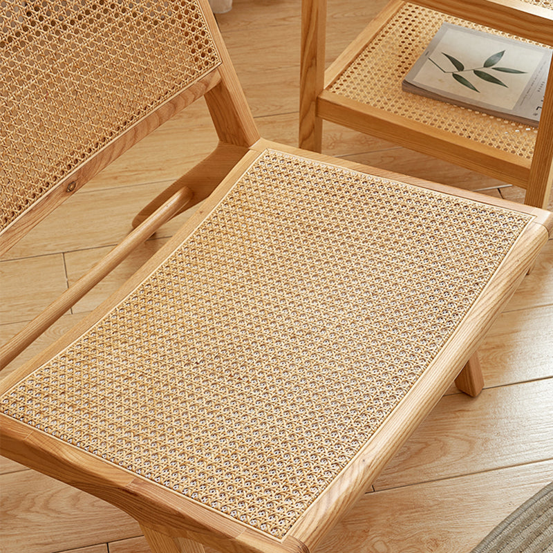 Solid Wood Armless Chair Woven Back Lounge Chair for Living Room
