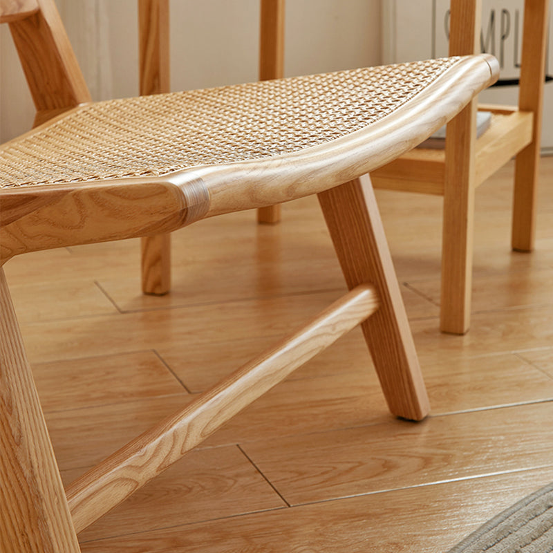 Solid Wood Armless Chair Woven Back Lounge Chair for Living Room
