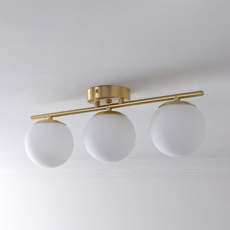 American Metal Flush Mount Ball Shape Ceiling Light with Glass Shade for Living Room
