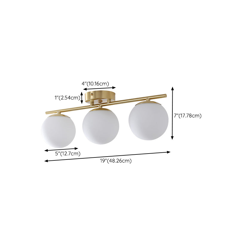 American Metal Flush Mount Ball Shape Ceiling Light with Glass Shade for Living Room