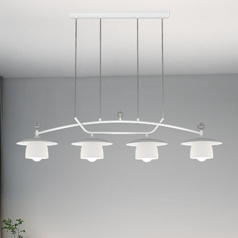 Modern Metal Pendant Light Dome Shape Island Light with Glass Shade for Living Room