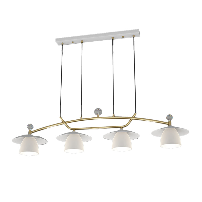 Modern Metal Pendant Light Dome Shape Island Light with Glass Shade for Living Room