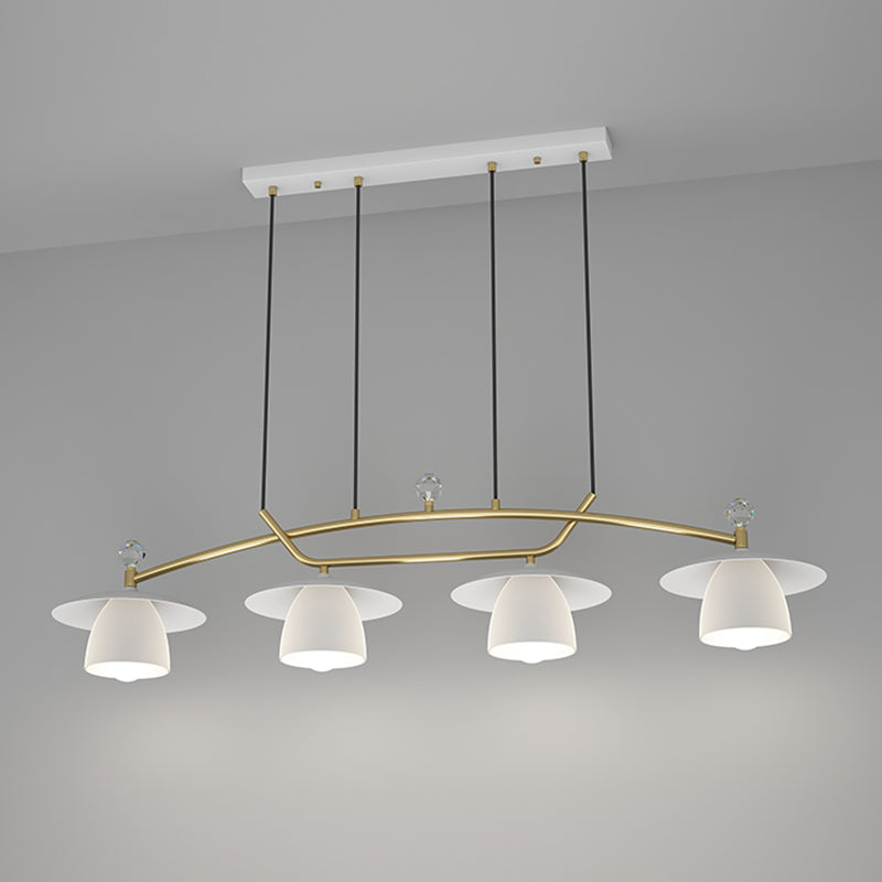 Modern Metal Pendant Light Dome Shape Island Light with Glass Shade for Living Room