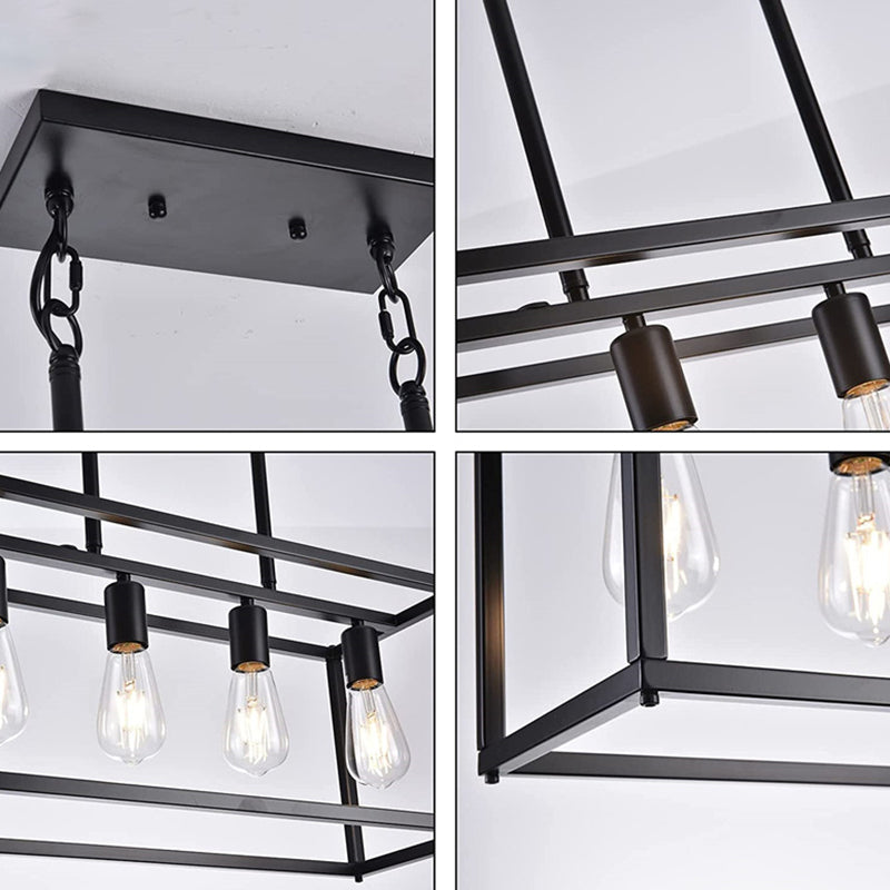 Industrial Pendant Light Rectangle Shape Island Light with Metal Shade for Living Room
