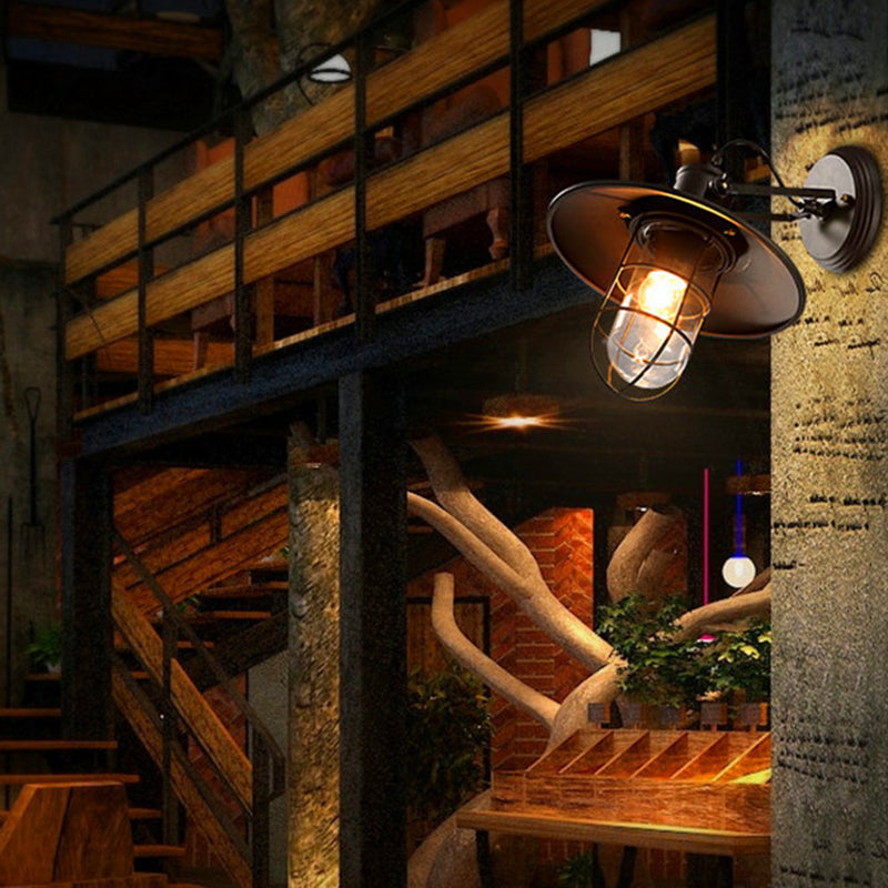 Industrial Style Iron Vanity Light Cone Shape Vanity Lamp in Black