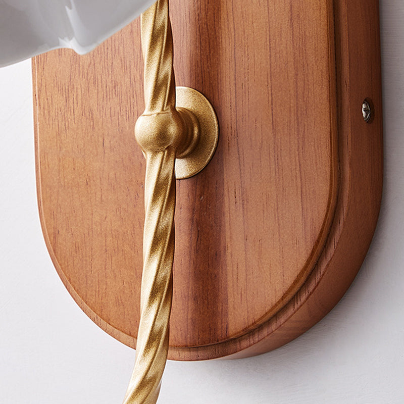 Modern Simple 1-Light Vanity Lamp Wooden Base Vanity Light in White