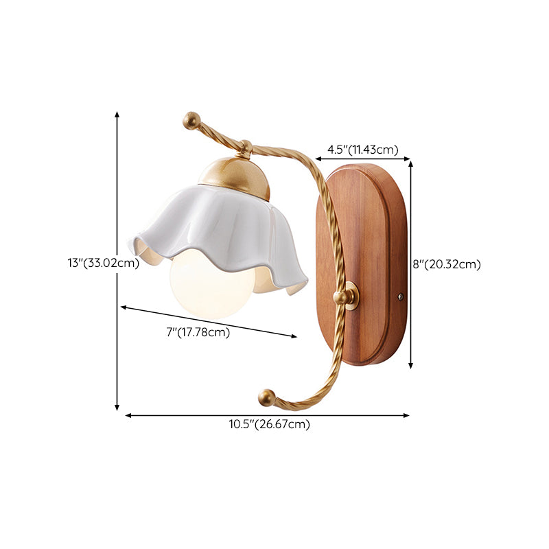 Modern Simple 1-Light Vanity Lamp Wooden Base Vanity Light in White