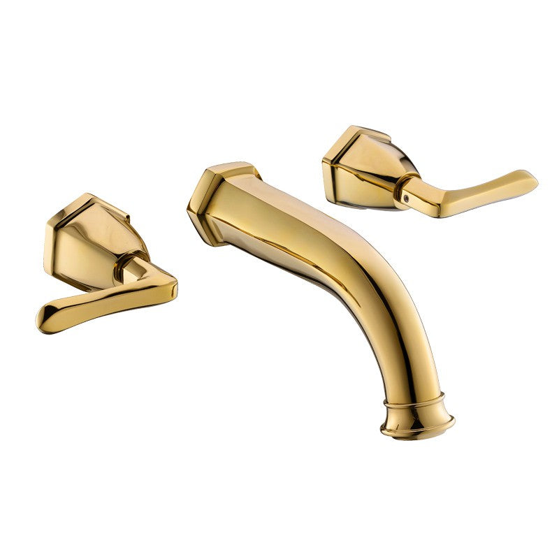 Glam Tub Faucet Wall Mounted Double Handle Low Arc Bath Faucet Trim