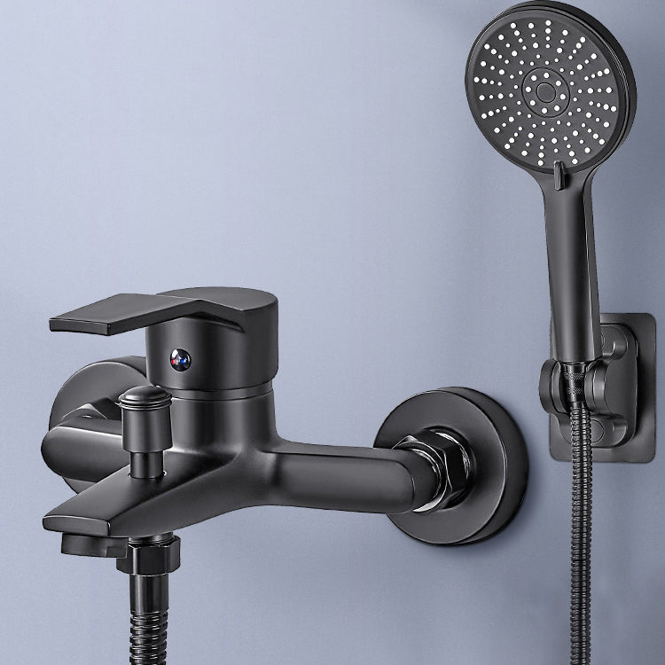 Wall Mount Fixed Bathtub Faucet Lever Handle with Hand Shower