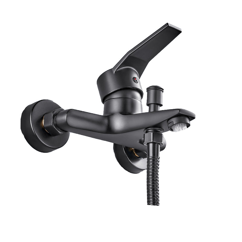 Wall Mount Fixed Bathtub Faucet Lever Handle with Hand Shower