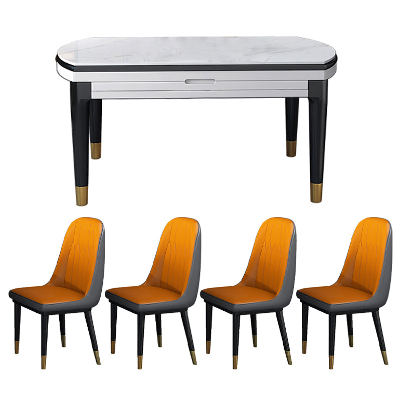 Modern Style Stone Furniture 5/7/9 Pcs 4 Legs Table with Armless Chair