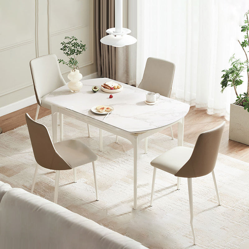 Modern Style Stone Furniture 5/7 Pcs White Rectangle Dinette Table with Dining Chair