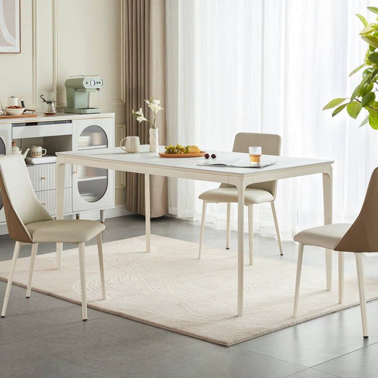 Modern Style Stone Furniture 5/7 Pcs White Rectangle Dinette Table with Dining Chair