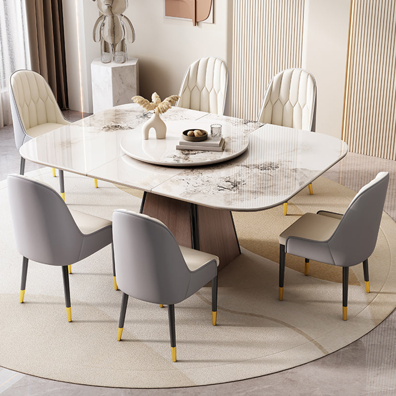 Modern White Stone Top Dining Set 1/5/7 Pieces Dining Table Set with Padded Chairs