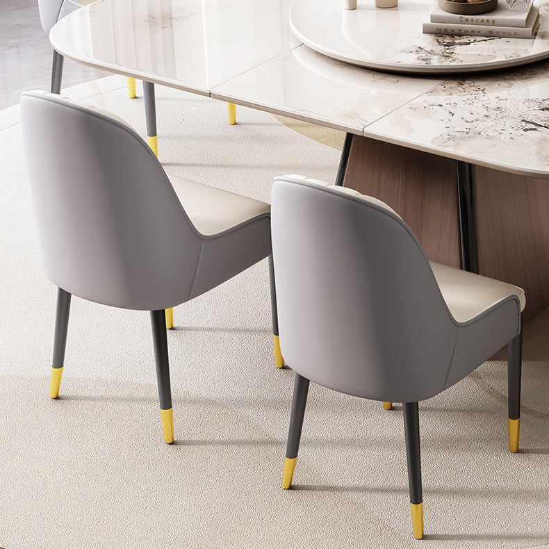 Modern White Stone Top Dining Set 1/5/7 Pieces Dining Table Set with Padded Chairs