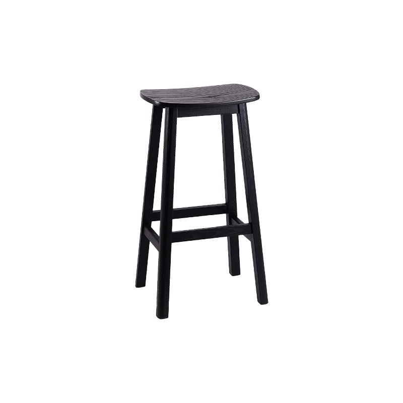 Solid Wood Barstool Contemporary Style Saddle Seat Armless Stool