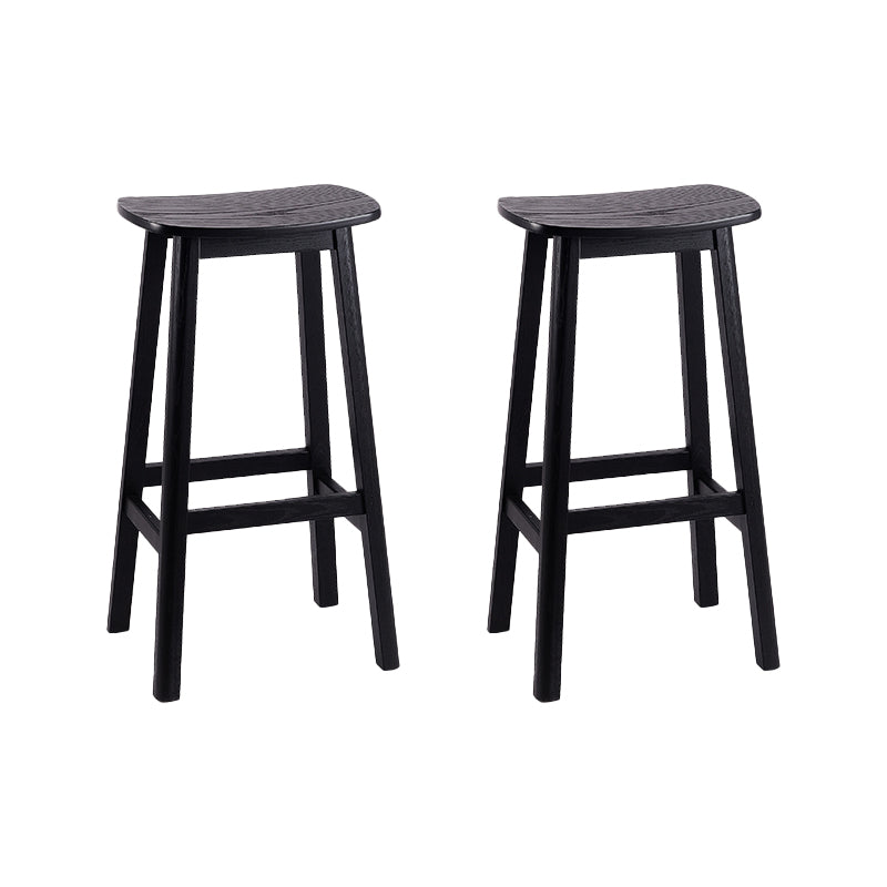 Solid Wood Barstool Contemporary Style Saddle Seat Armless Stool