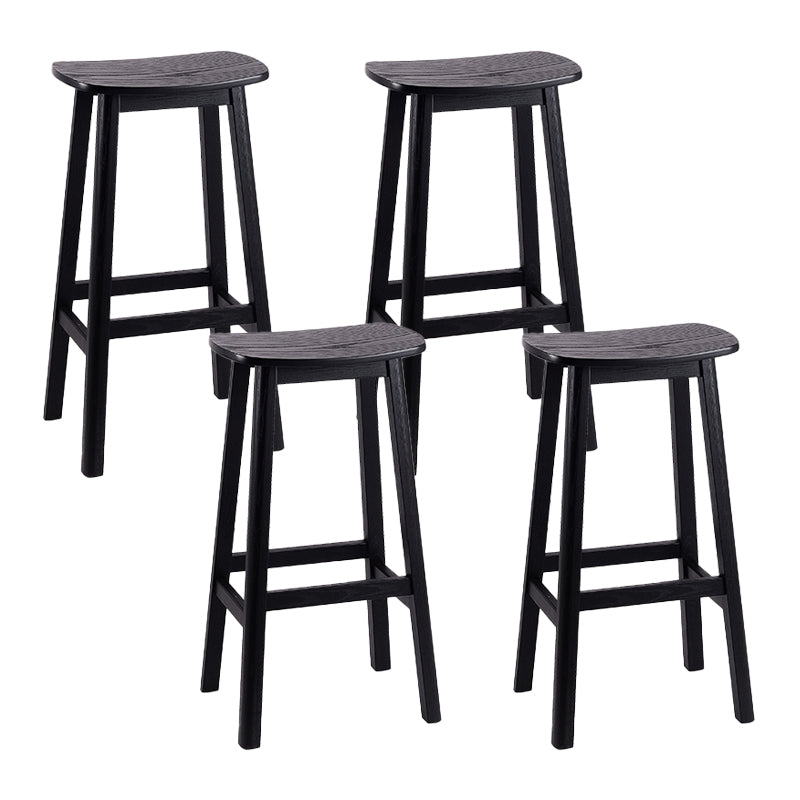 Solid Wood Barstool Contemporary Style Saddle Seat Armless Stool
