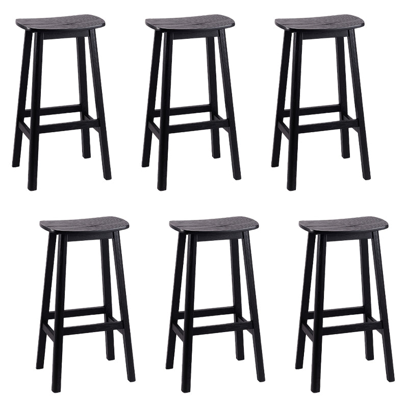 Solid Wood Barstool Contemporary Style Saddle Seat Armless Stool