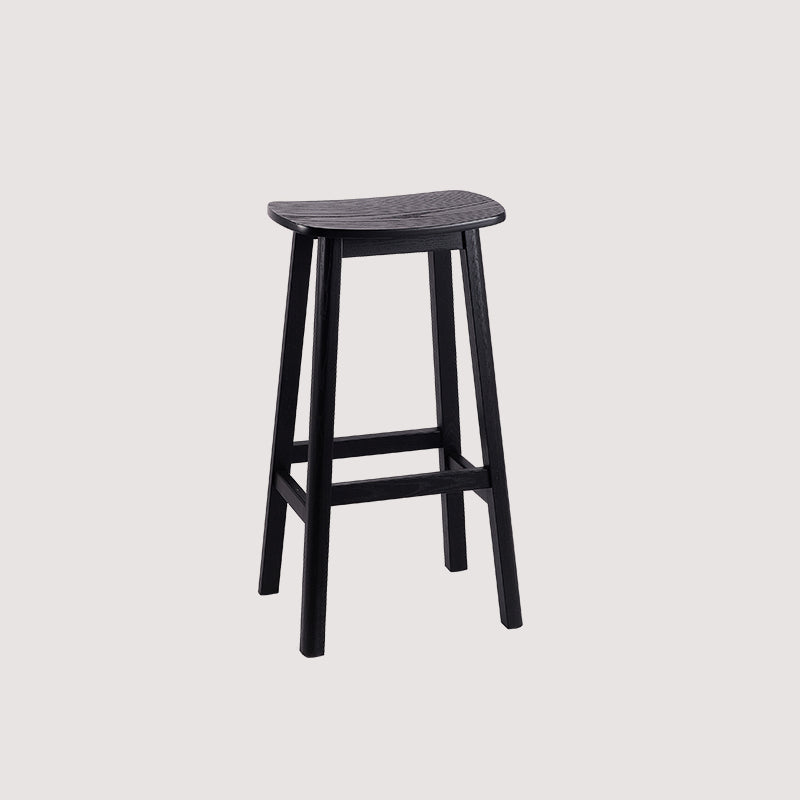 Solid Wood Barstool Contemporary Style Saddle Seat Armless Stool