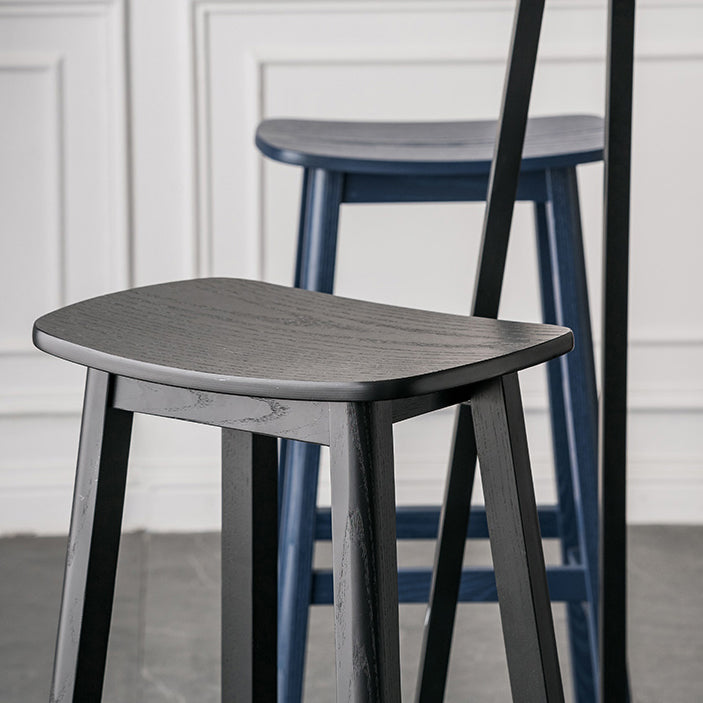 Solid Wood Barstool Contemporary Style Saddle Seat Armless Stool