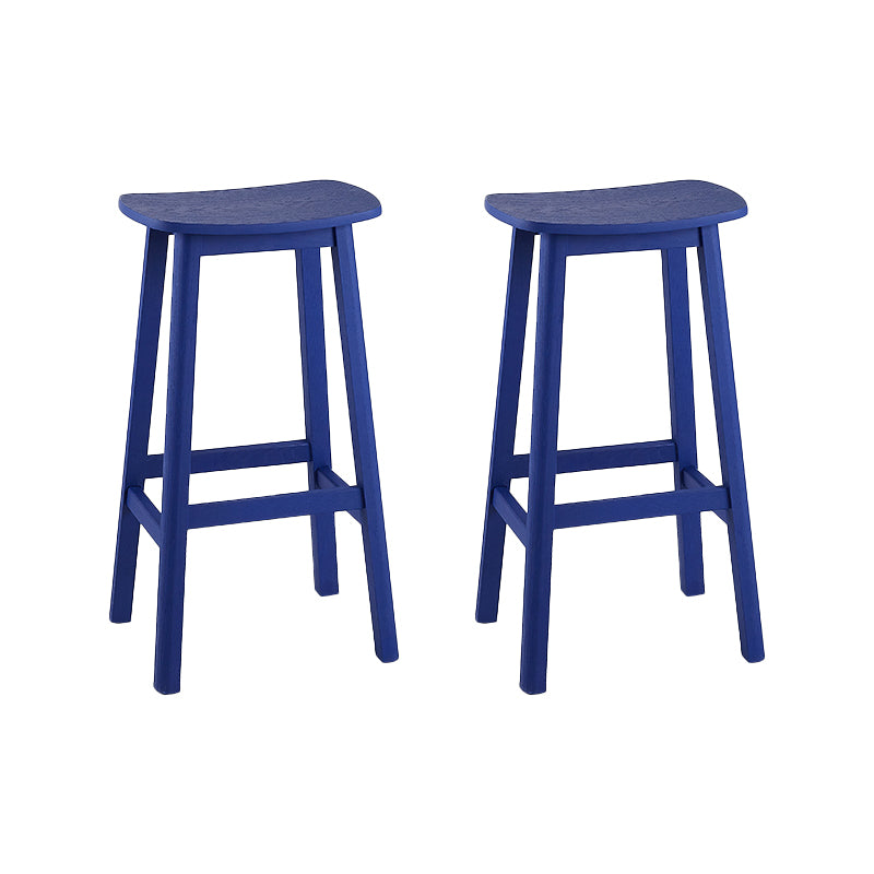 Solid Wood Barstool Contemporary Style Saddle Seat Armless Stool