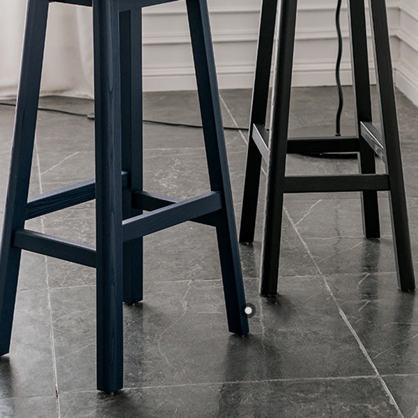 Solid Wood Barstool Contemporary Style Saddle Seat Armless Stool