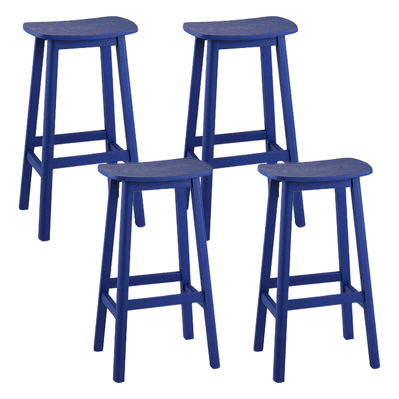 Solid Wood Barstool Contemporary Style Saddle Seat Armless Stool