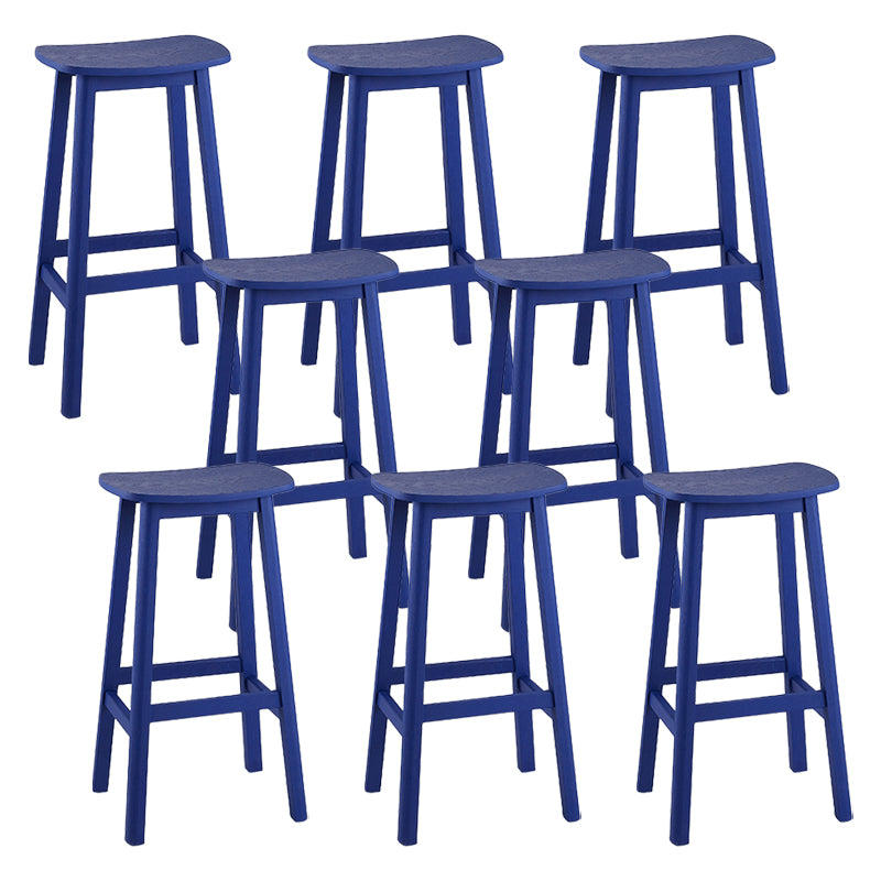 Solid Wood Barstool Contemporary Style Saddle Seat Armless Stool