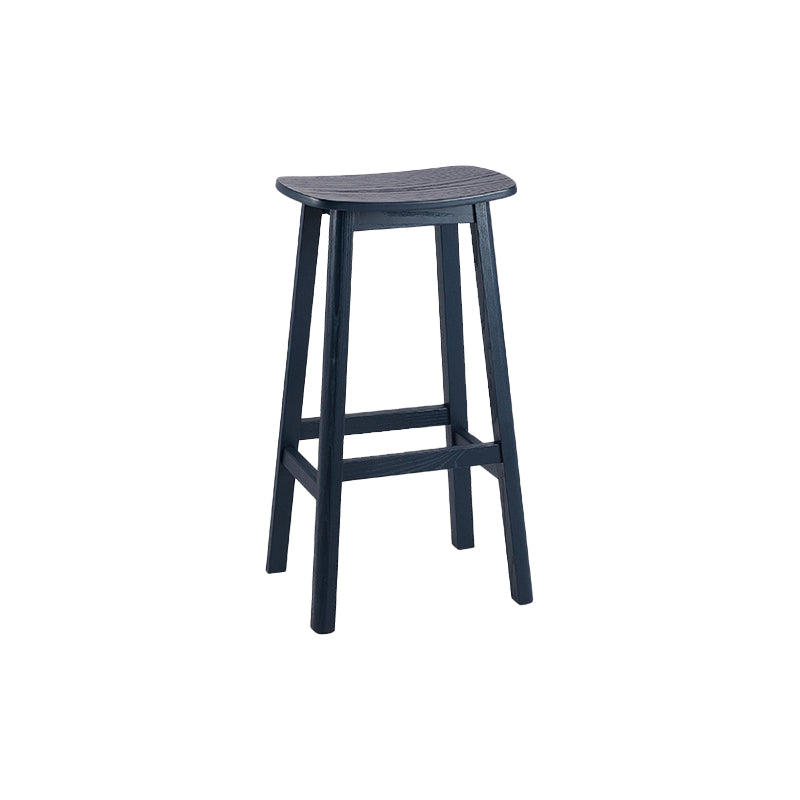 Solid Wood Barstool Contemporary Style Saddle Seat Armless Stool
