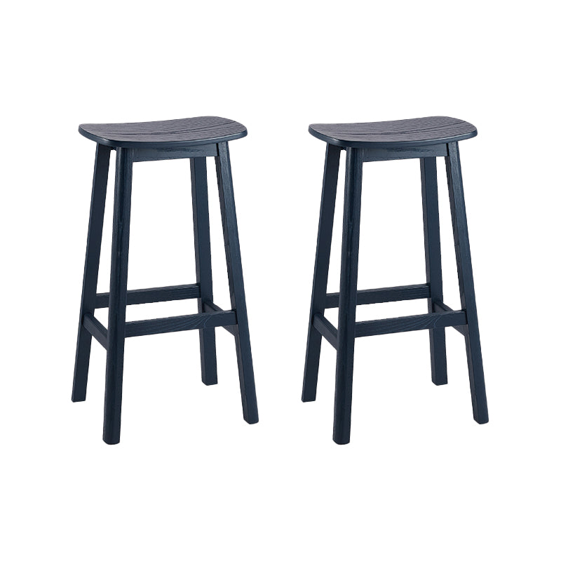 Solid Wood Barstool Contemporary Style Saddle Seat Armless Stool