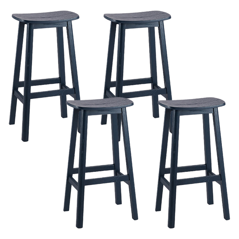 Solid Wood Barstool Contemporary Style Saddle Seat Armless Stool