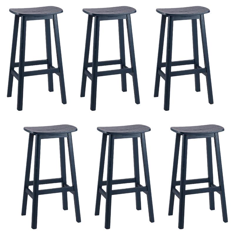 Solid Wood Barstool Contemporary Style Saddle Seat Armless Stool