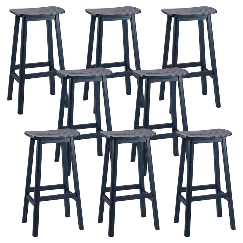Solid Wood Barstool Contemporary Style Saddle Seat Armless Stool