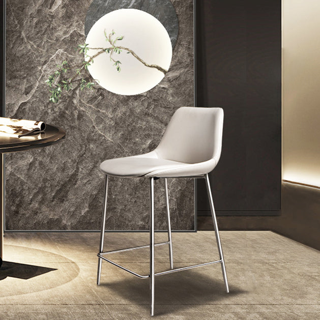Indoor Faux Leather Bar Chair Contemporary Metal Legs Bar Stools