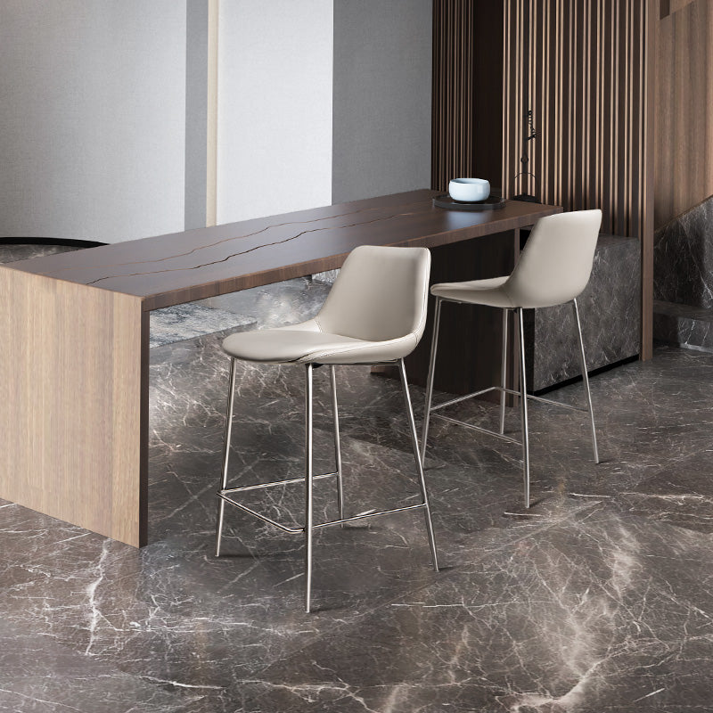 Indoor Faux Leather Bar Chair Contemporary Metal Legs Bar Stools