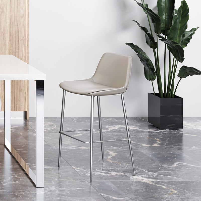 Indoor Faux Leather Bar Chair Contemporary Metal Legs Bar Stools