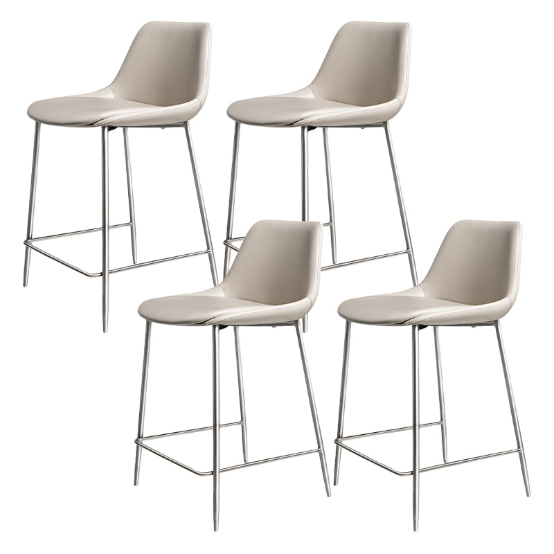 Indoor Faux Leather Bar Chair Contemporary Metal Legs Bar Stools