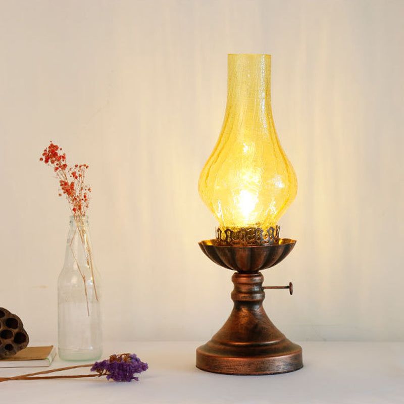 1 Lampada da tavolo in vetro giallo chiaro/trasparente di vetro industriale Finitura di rame Vaso da camera da letto Accampella