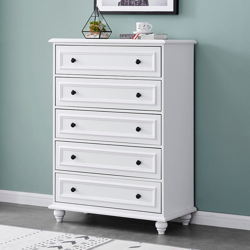 Contemporary Engineered Wood Storage Chest Home Chest in White with Drawers