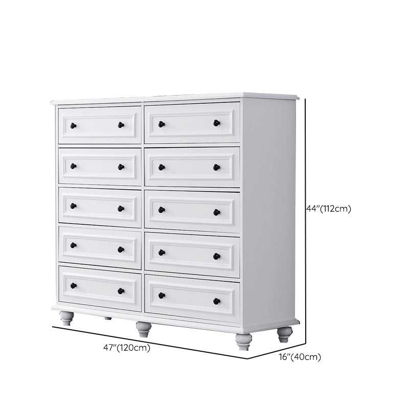 Contemporary Engineered Wood Storage Chest Home Chest in White with Drawers