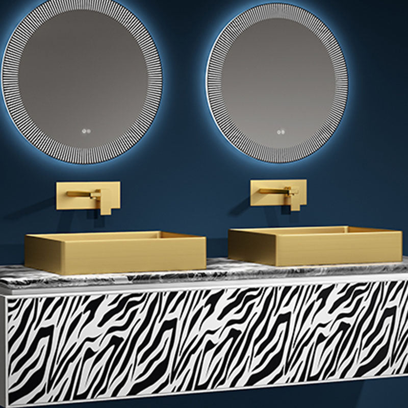 Modern Bathroom Sink with Pop-Up Drain Metal Rectangular Vessel Bathroom Sink