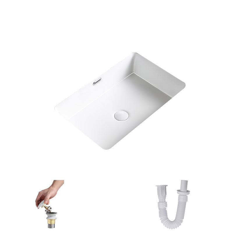Modern Undermount Bathroom Sink Porcelain with Pop-Up Drain Basin Sink