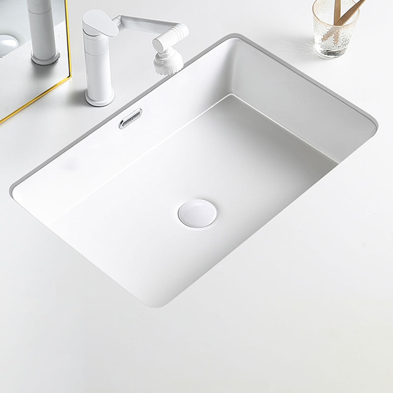 Modern Undermount Bathroom Sink Porcelain with Pop-Up Drain Basin Sink