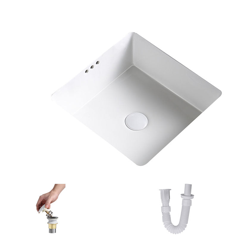 Modern Undermount Bathroom Sink Porcelain with Pop-Up Drain Basin Sink