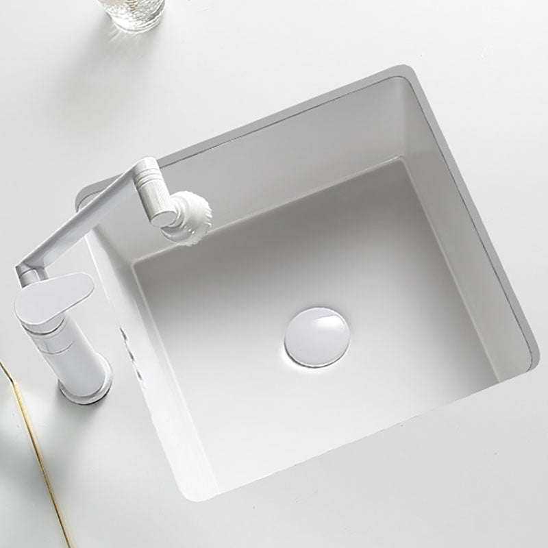 Modern Undermount Bathroom Sink Porcelain with Pop-Up Drain Basin Sink